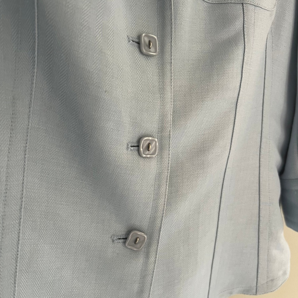 Emma James Liz Claiborne Light Blue Linen Blend Herringbone Blazer Jacket Sz 10 - Picture 2 of 14